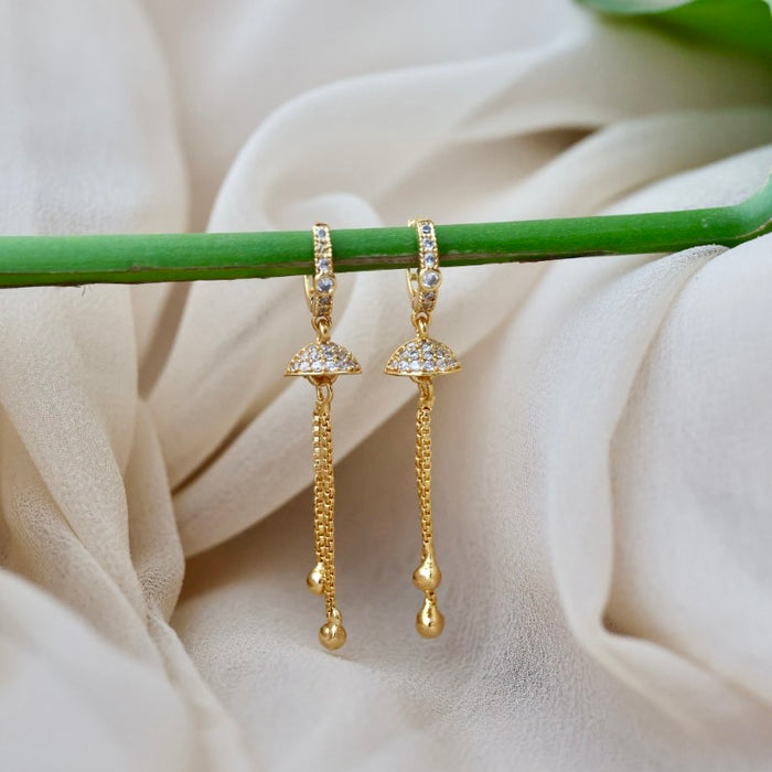 Heritage gold plated white stone hoop earrings HD305
