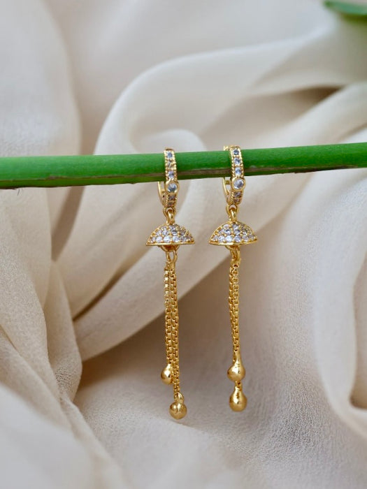 Heritage gold plated white stone hoop earrings HD305