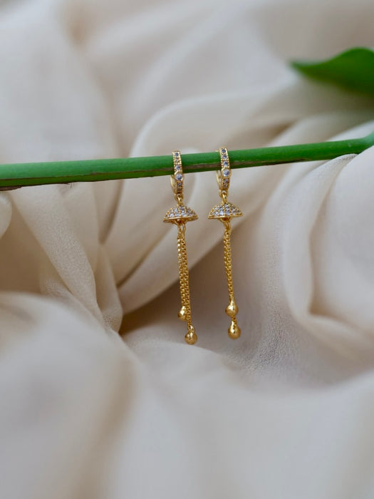 Heritage gold plated white stone hoop earrings HD305