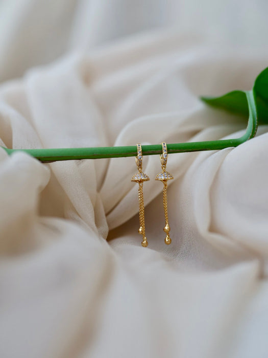 Heritage gold plated white stone hoop earrings HD305