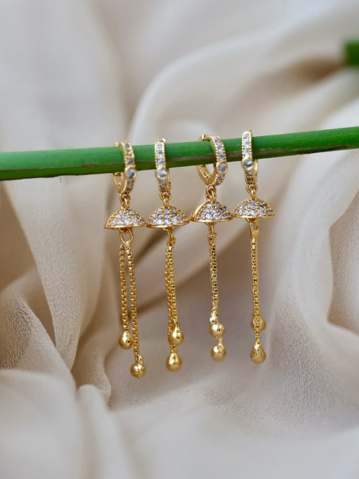 Heritage gold plated white stone hoop earrings HD305