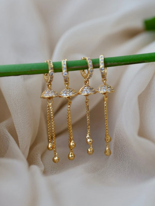 Heritage gold plated white stone hoop earrings HD305