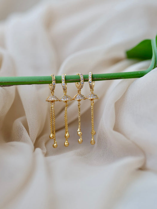 Heritage gold plated white stone hoop earrings HD305