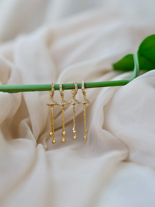 Heritage gold plated white stone hoop earrings HD305