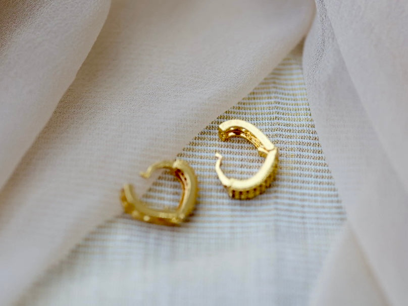 Heritage gold plated ruby stone hoop earrings HD310