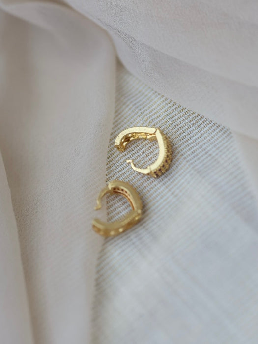 Heritage gold plated ruby stone hoop earrings HD310