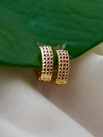Heritage gold plated ruby stone hoop earrings HD310