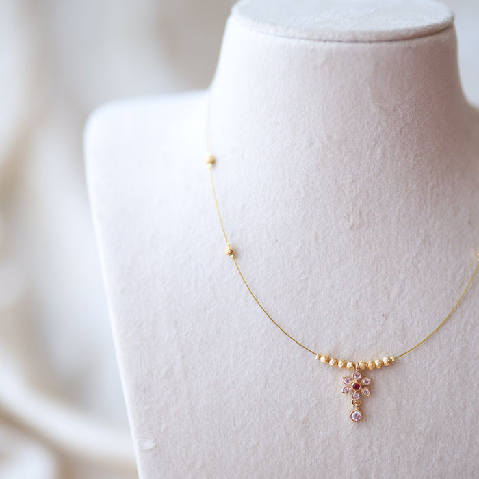 Heritage gold plated invisible short necklace IN988