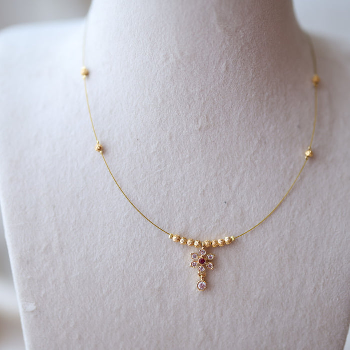 Heritage gold plated invisible short necklace IN988