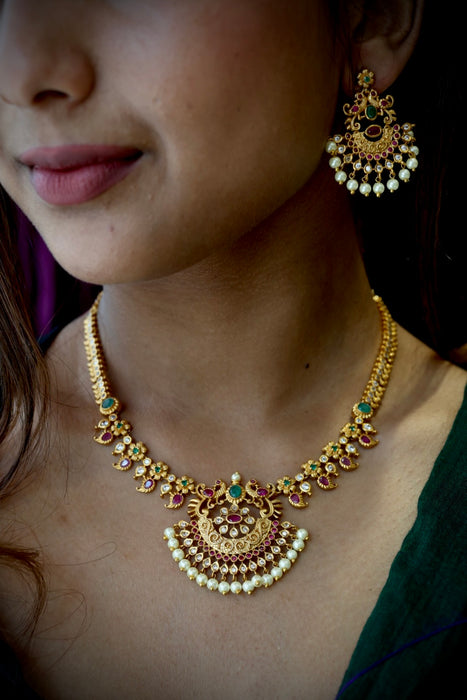 Antique simple short necklace and earrings SS11050