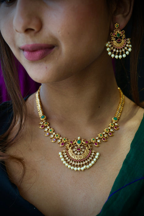 Antique simple short necklace and earrings SS11050