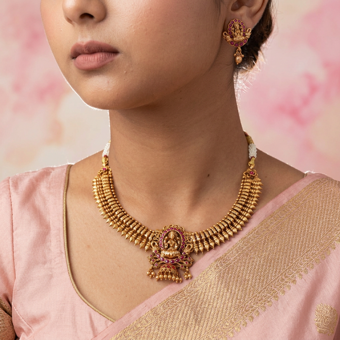 Antique short necklace and earrings SS11678