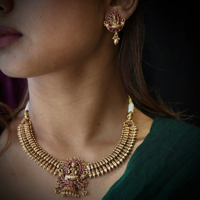 Antique short necklace and earrings SS11678