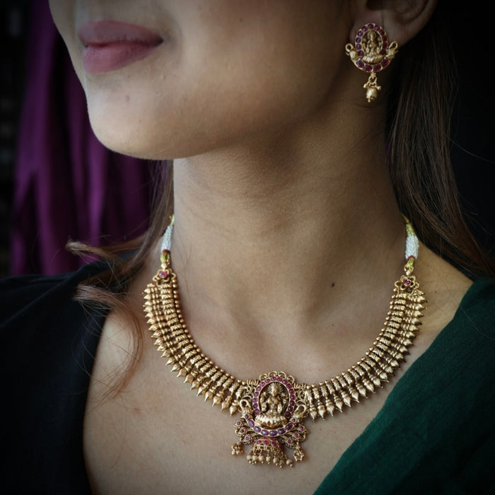 Antique short necklace and earrings SS11678