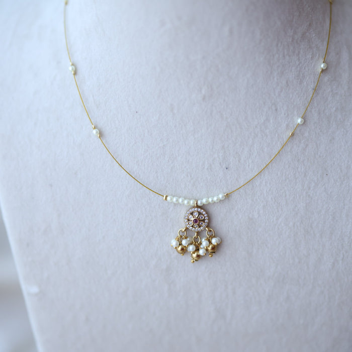 Heritage gold plated invisible short necklace IN532
