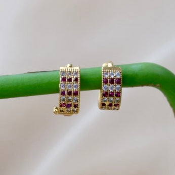Antique gold white stone drop earrings AD0019