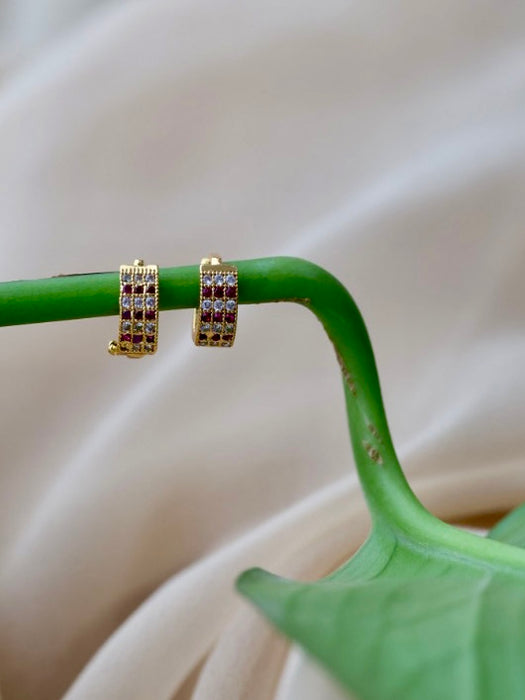 Antique gold white stone drop earrings AD0019