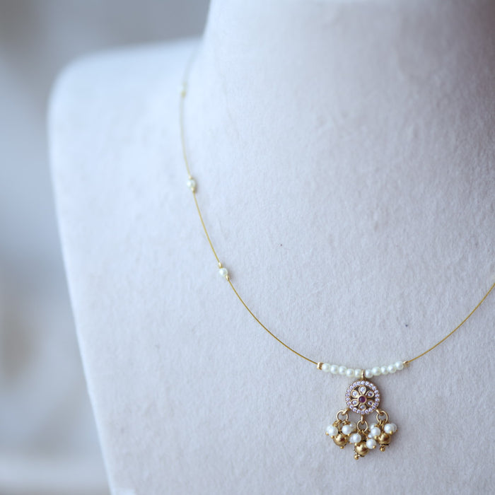 Heritage gold plated invisible short necklace IN532