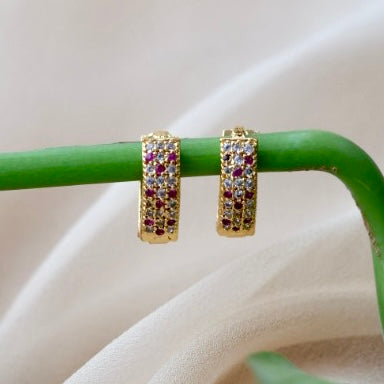 Antique gold ruby white stone studd earrings AS022