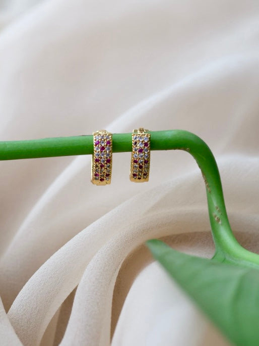 Antique gold ruby white stone studd earrings AS022
