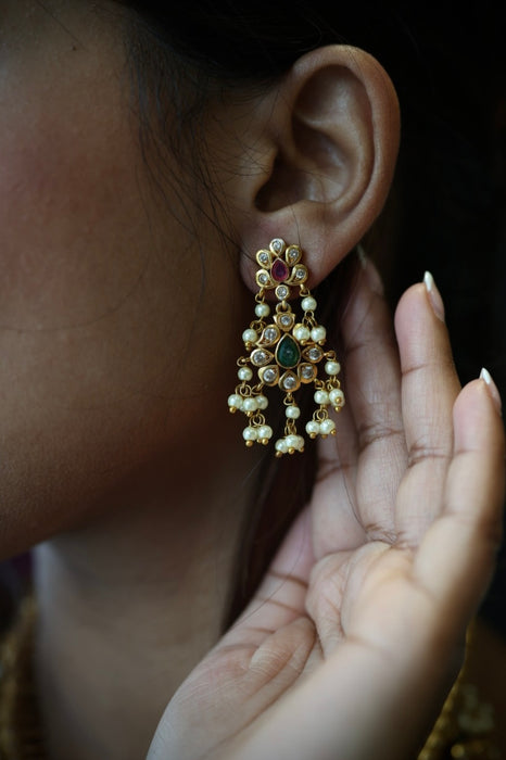 Antique pearl short necklace and earrings SS110799
