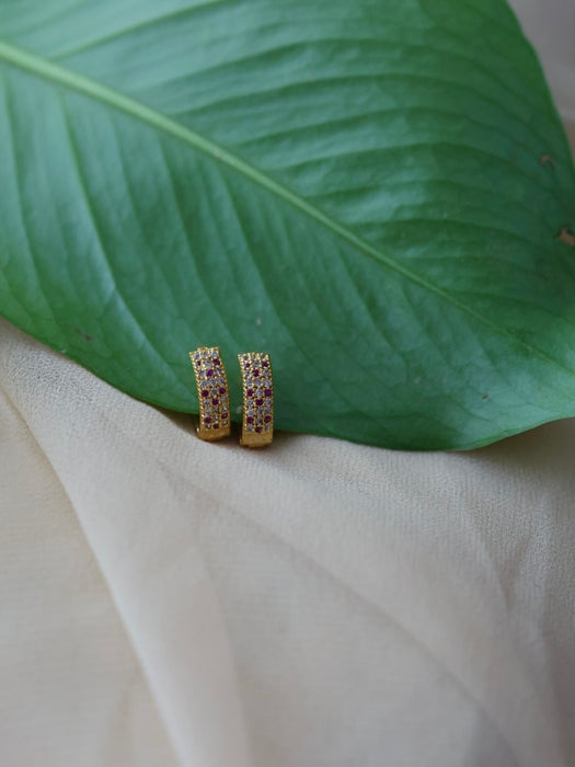 Antique gold ruby white stone studd earrings AS022