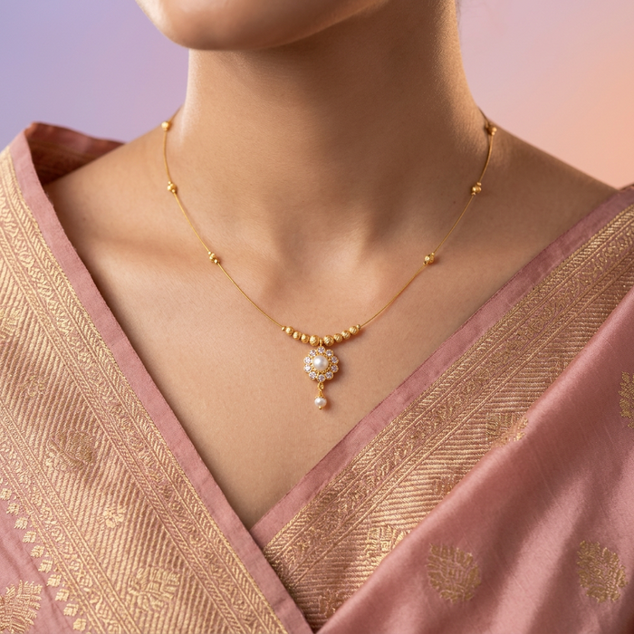 Heritage gold plated invisible short necklace IN2331