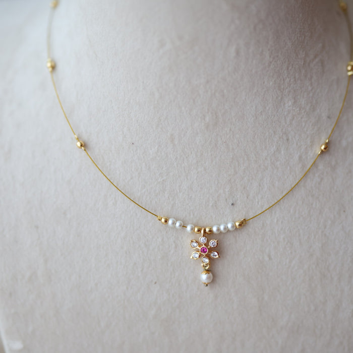 Heritage gold plated invisible short necklace IN245