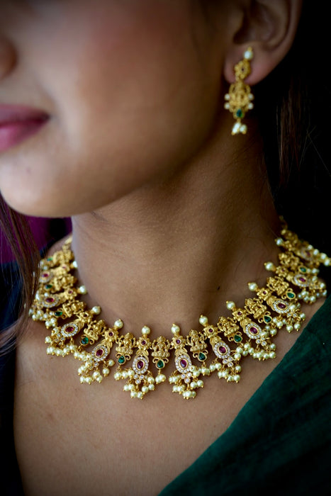 Antique pearl necklace with earrings SS11040