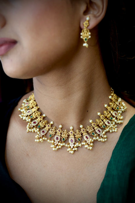 Antique pearl necklace with earrings SS11040