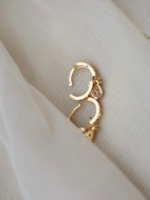 Heritage gold plated white stone hoop earrings HD1092