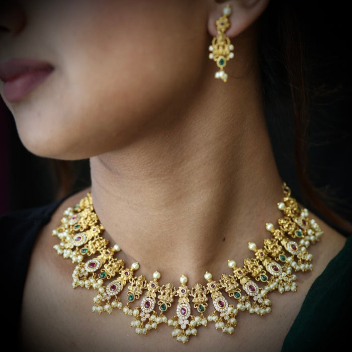 Antique pearl necklace with earrings SS11040