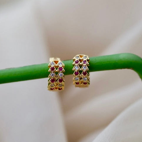 Antique ruby white stone drop earring AD671