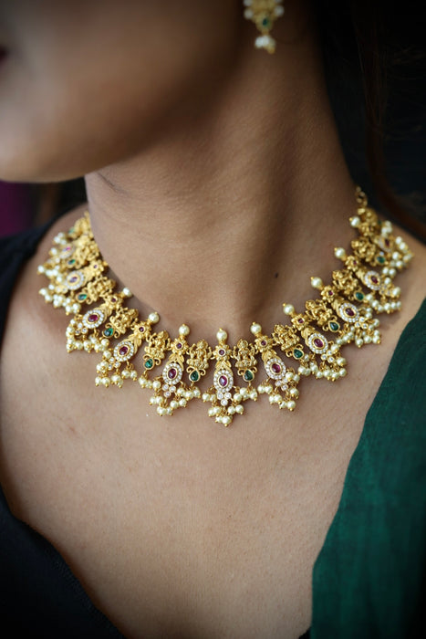 Antique pearl necklace with earrings SS11040