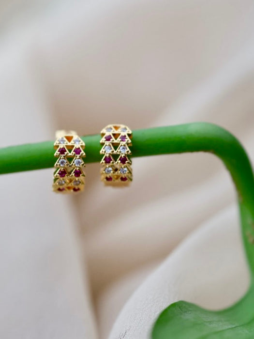 Antique ruby white stone drop earring AD671