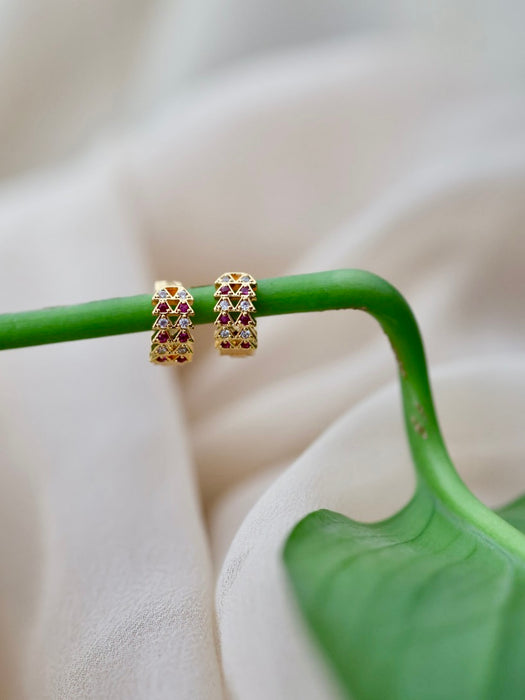 Antique ruby white stone drop earring AD671