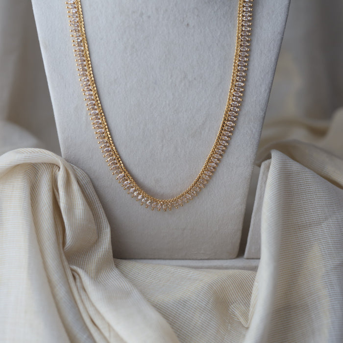 Heritage gold plated white stone long necklace HL754