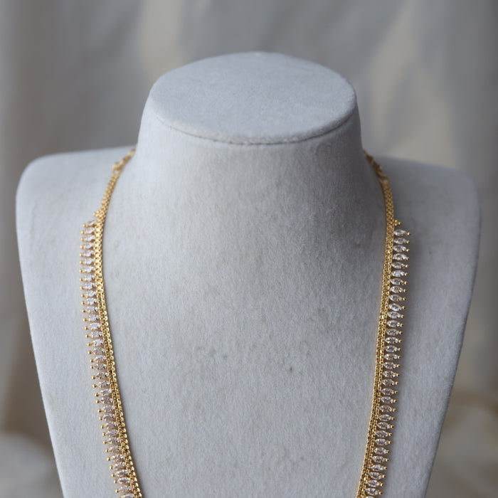 Heritage gold plated white stone long necklace HL754