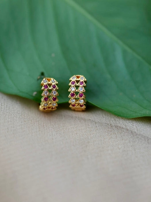 Antique ruby white stone drop earring AD671