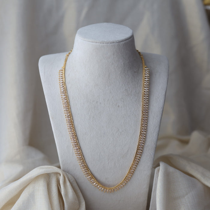 Heritage gold plated white stone long necklace HL754