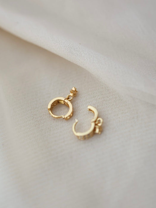 Heritage gold plated white stone hoop earrings HD179