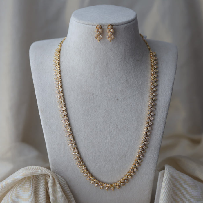 Heritage gold plated white stone mango long necklace HL732