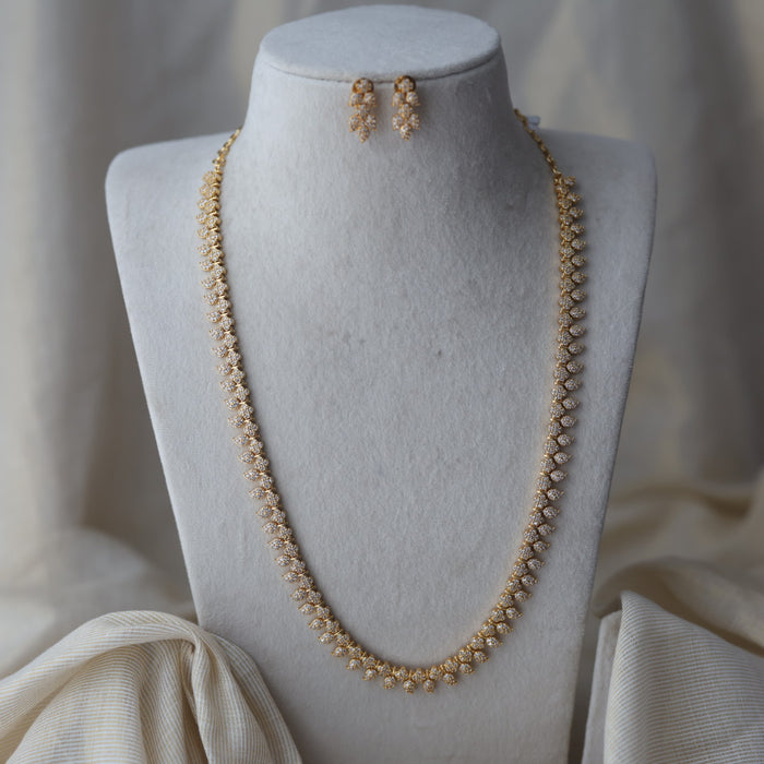 Heritage gold plated white stone mango long necklace HL732