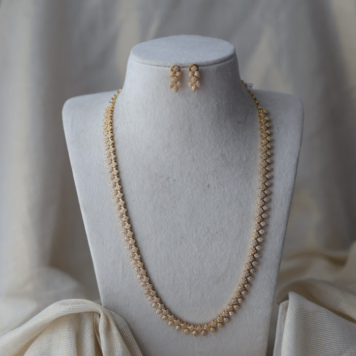 Heritage gold plated white stone mango long necklace HL732
