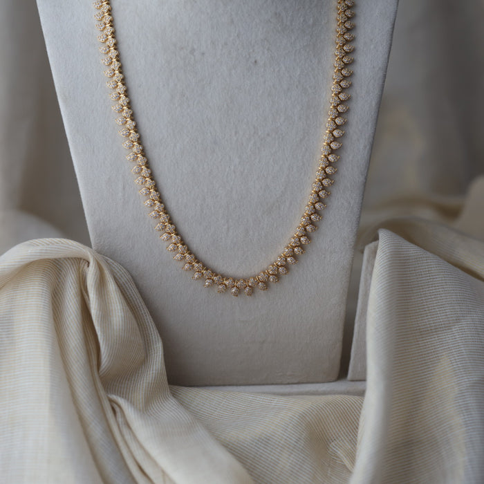 Heritage gold plated white stone mango long necklace HL732