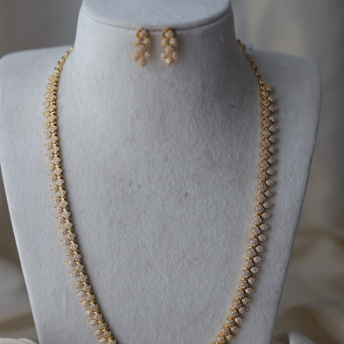 Heritage gold plated white stone mango long necklace HL732