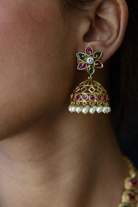 Antique temple short necklace with earrings SS11069