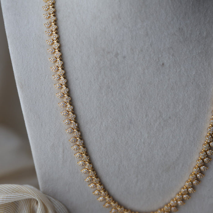 Heritage gold plated white stone mango long necklace HL732
