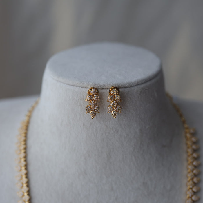 Heritage gold plated white stone mango long necklace HL732