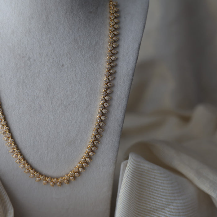 Heritage gold plated white stone mango long necklace HL732